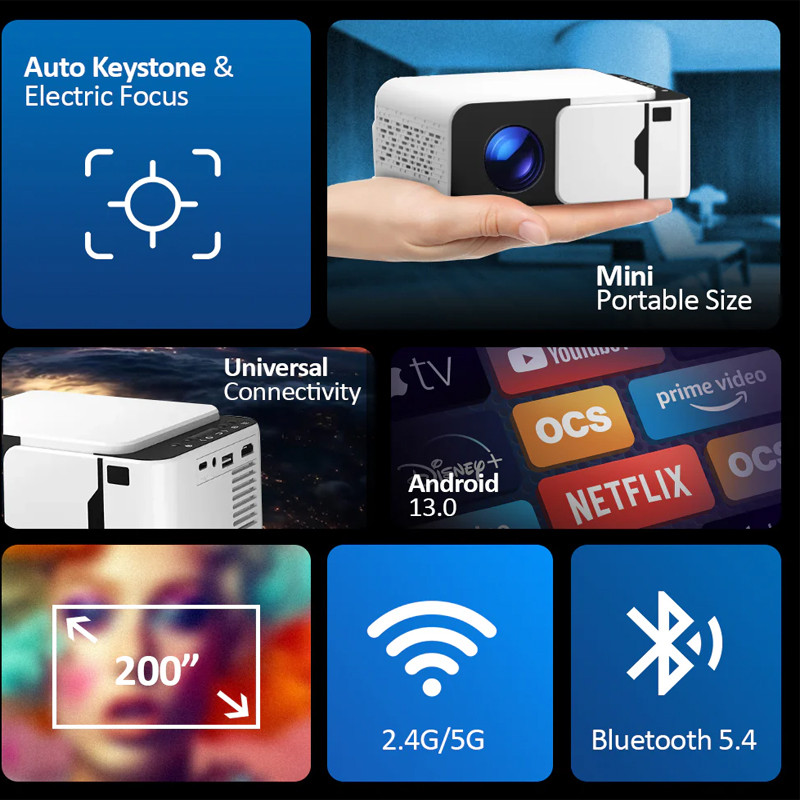 Mini Projecteur Portable Wownect WP99 LCD Wifi Blanc en Tunisie