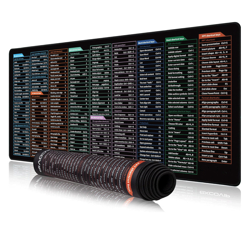 Tapis Souris Gamer Shortcuts Keyboard XL Noir en Tunisie