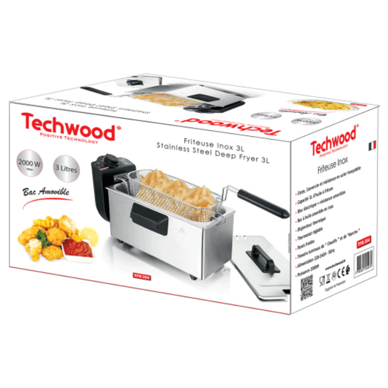 Friteuse Techwood TFR-4030 3L 2000W Inox en Tunisie