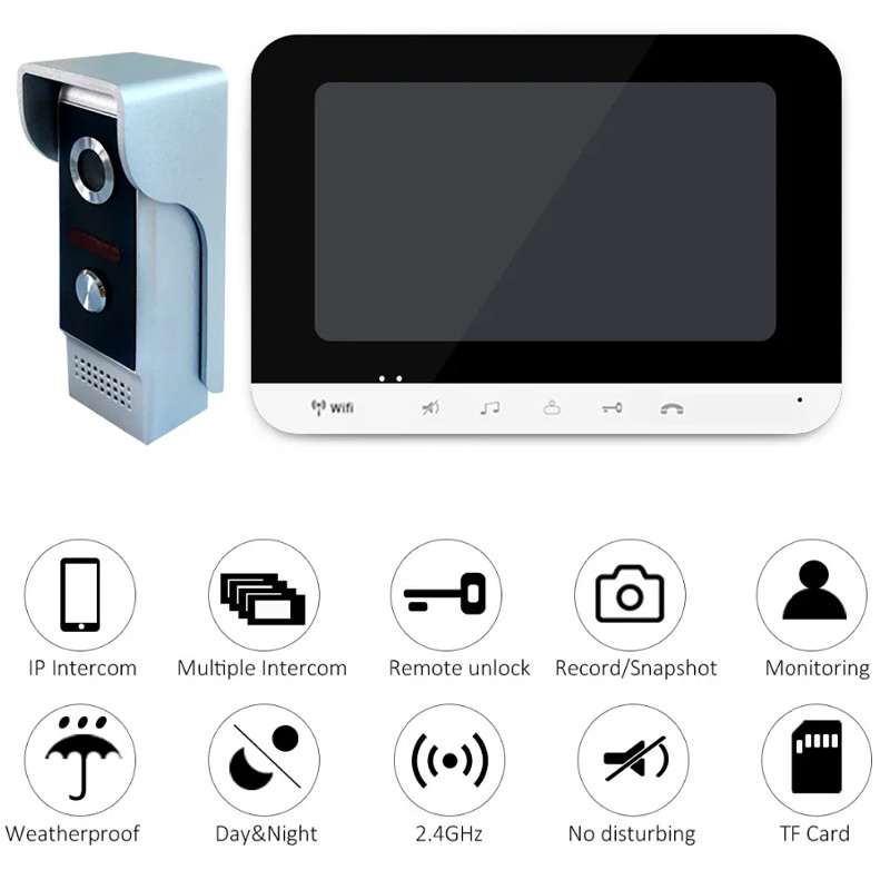 Interphone Vidéo Wi-Fi Avec Application Mobile iOS/Android & Serrure Electrique Silver en Tunisie