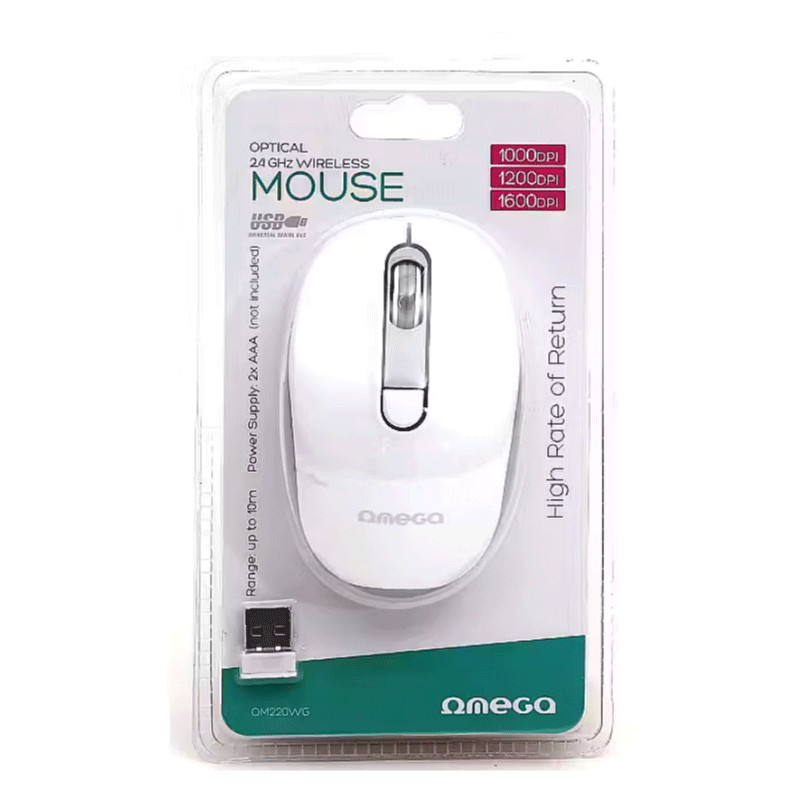 Souris Sans Fil Omega OM-220 Blanc & Gris en Tunisie