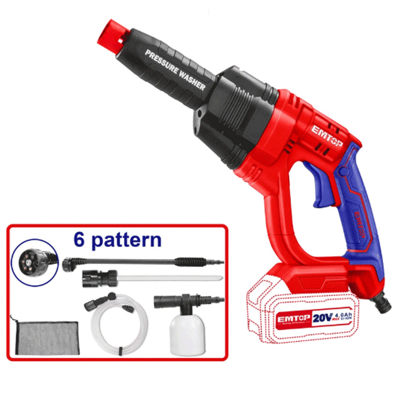 Nettoyeur Haute Pression Sans Fil Emtop ELPW2025012 Rouge en Tunisie