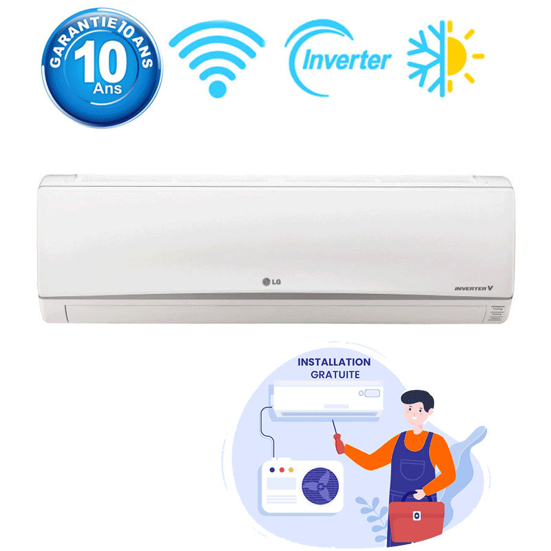 Climatiseur LG 18000 BTU Inverter Dualcool E Look Chaud Froid WIFI (D18TIH)