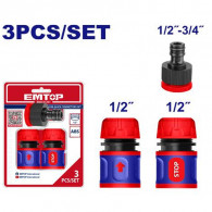 Ensemble de 3 raccords rapides pour tuyau Emtop Rouge & Bleu en Tunisie
