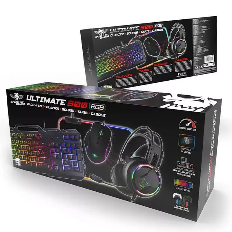 Pack Gamer Spirit Of Gamer 4 En 1 Ultimate 300 Noir En Tunisie