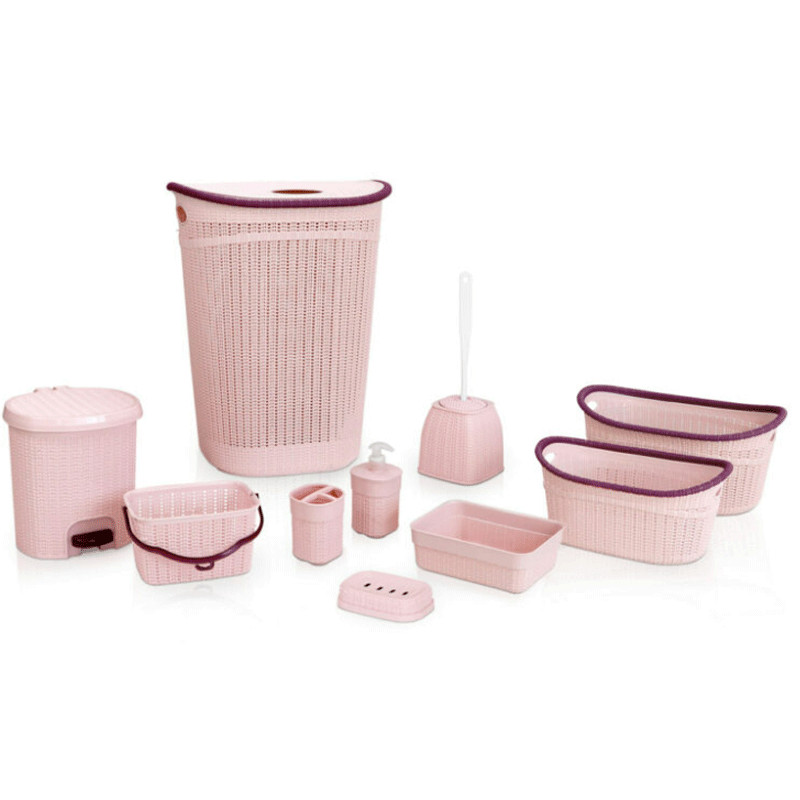 Série Salle De Bain Sotufab Crochet 10 Pièces Rose