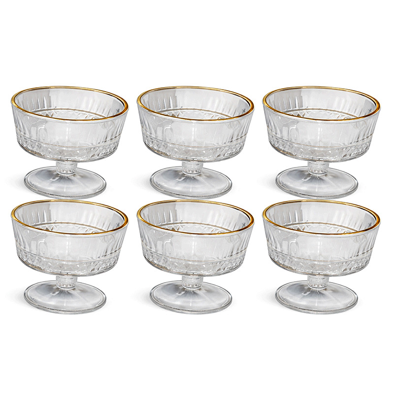 Set De 6 Verrines 20Cl Avec Bordure Doré