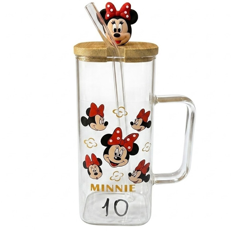 Tasse Rectangulaire Avec Couvercle Et Paille Minnie Mouse En Verre En Tunisie