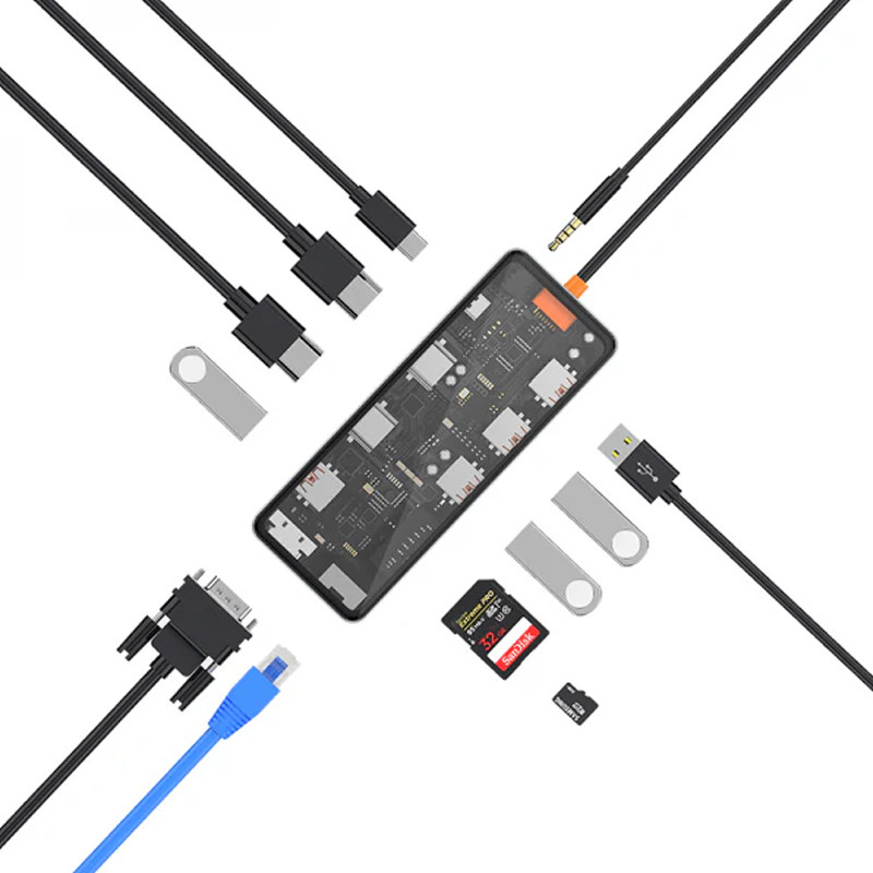 Hub USB Wiwu CB012 Type-C 12en1 Gris en Tunisie