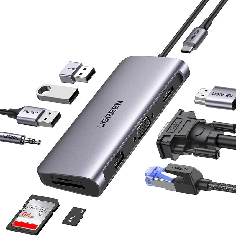 Adaptateur Multifonction Ugreen CM179 10En1 Type-C 4K Gris en Tunisie