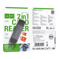 Lecteur De Carte Mémoire Hoco OTG 2en1 Gris en Tunisie