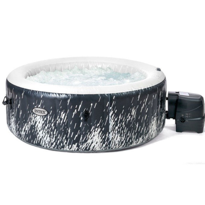 Spa Gonflable Intex 28494 4 Places Ronde Noir + Lumière D'ambiance En Tunisie