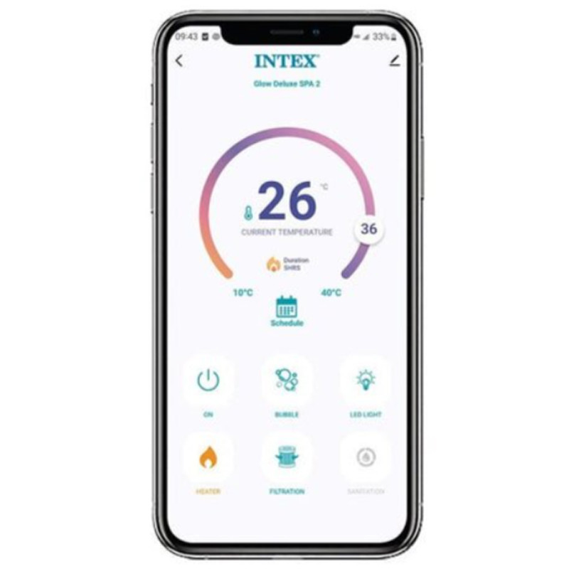 Spa Gonflable Intex 28494 4 Places Ronde Noir + Lumière D'ambiance En Tunisie