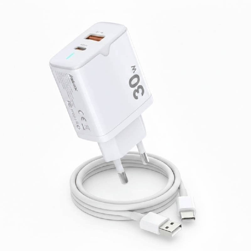 Chargeur Smartphone Inkax C05 Double Port USB/Type‑C Blanc EN Tunisie