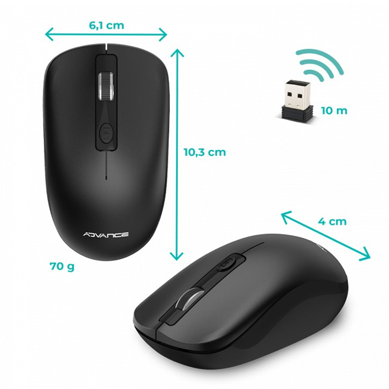 Souris Sans Fil Advance Slimfit Noir En Tunisie