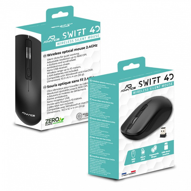Souris Sans Fil Advance Slimfit Noir En Tunisie