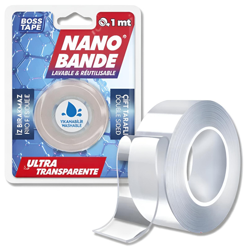 Ruban Double Face Boss Tape 1m Transparent en Tunisie