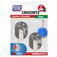Pack de 2 Crochets Mural Boss Tape 33×44 mm Inox En Tunisie