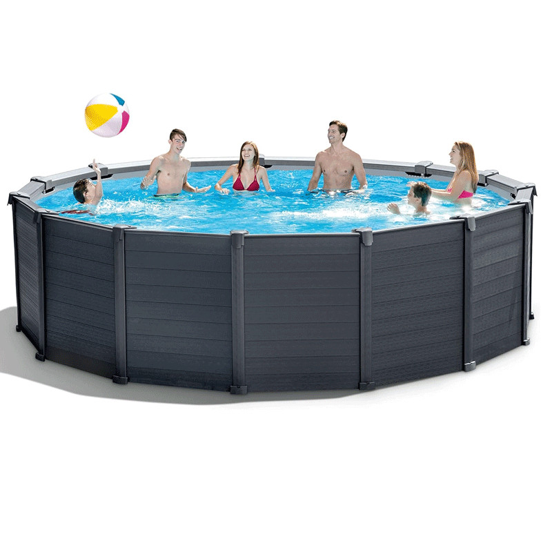 Piscine Tubulaire Intex Graphite Rond 4,78 x 1,24 m Gris en Tunisie