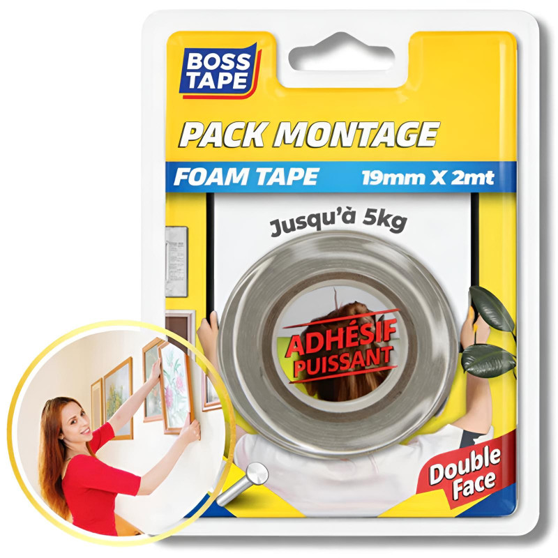 Rubans De Montage Boss Tape Double Face 2m Blanc En Tunisie