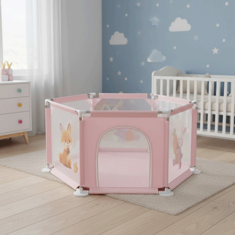 Parc de Jeu Sécurisé Pour Bébé Rose en Tunisie