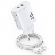 Chargeur Smartphone Inkax C05 Double Port USB/Type‑C Blanc