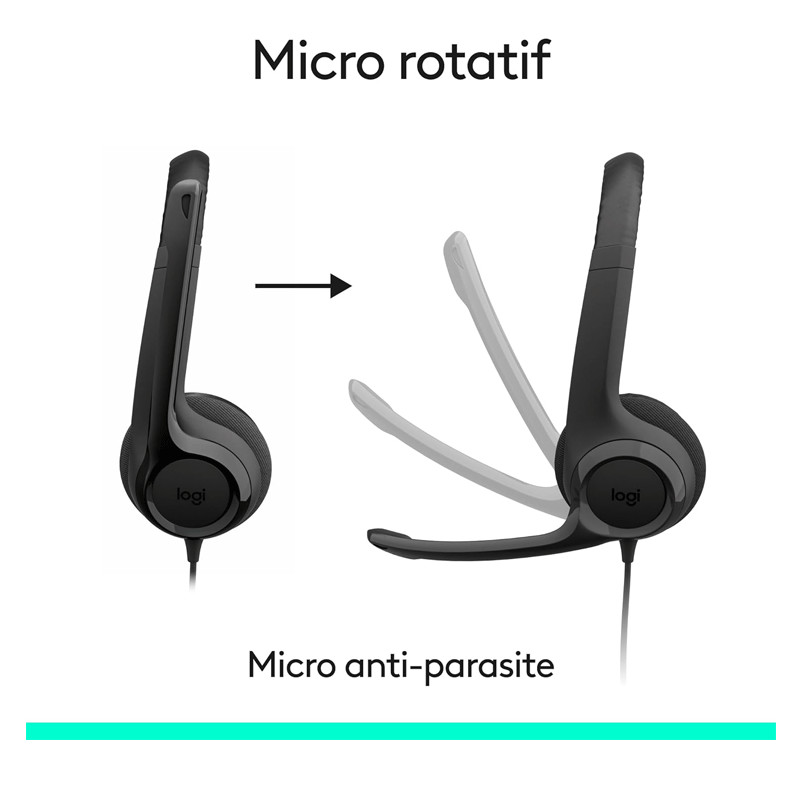 Casque Filaire Logitech H390 USB-C Noir en Tunisie