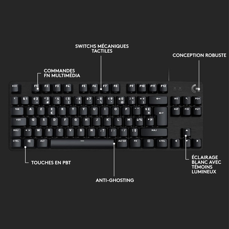 Clavier Gamer Mécanique Logitech G413 TKL SE Noir En Tunisie