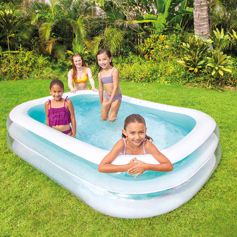 Petite Piscine Pour Famille Intex Rectangulaire 40,64 x 11,11 x 35,56cm Bleu en Tunisie