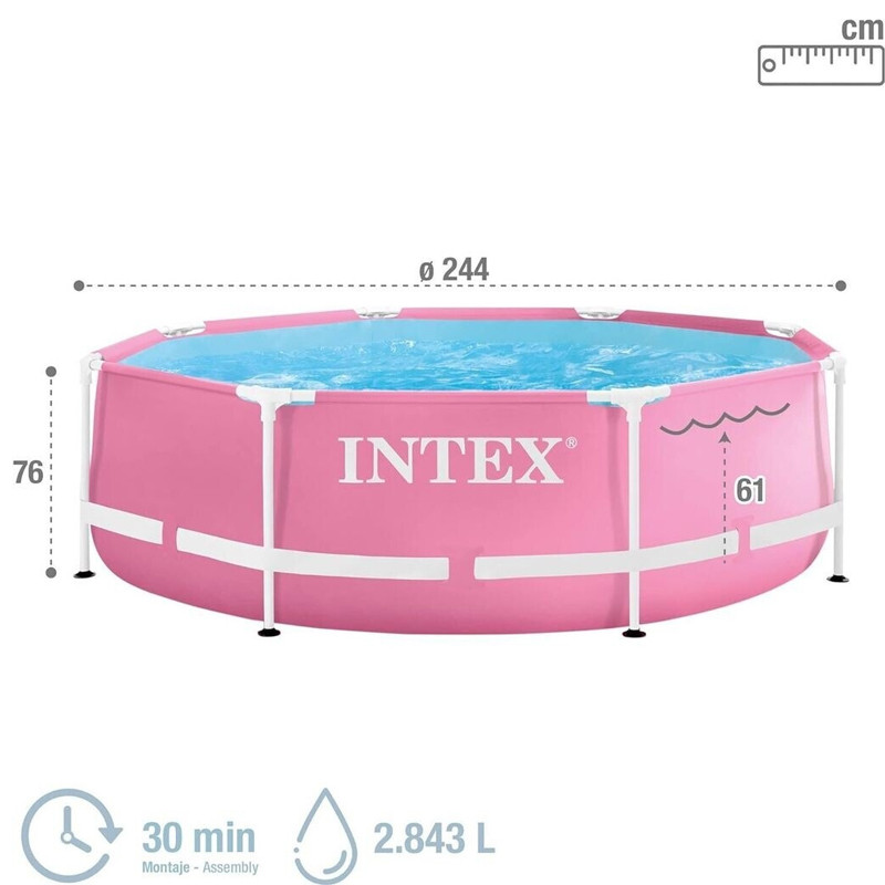 Piscine Hors Sol à Cadre Métal 244 x 76 cm Rose en Tunisie