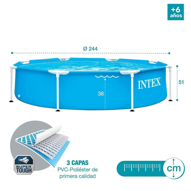 Piscine Metal Frame Intex Rond 244 x 0.51m Bleu en Tunisie