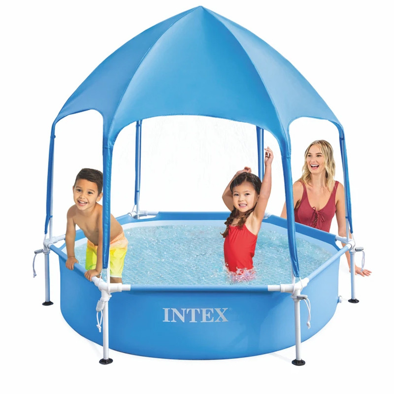 Piscine Ronde Avec Parasol Canopy Metal Frame Intex 183 x 38cm en Tunisie