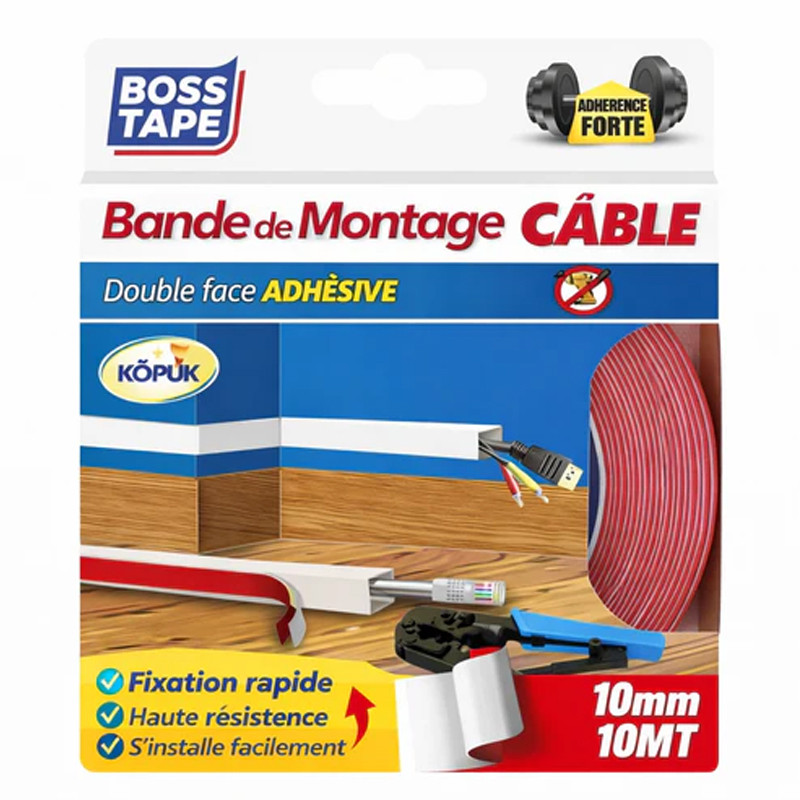 Ruban Montage Boss Tape Double Face 10m Rouge en Tunisie