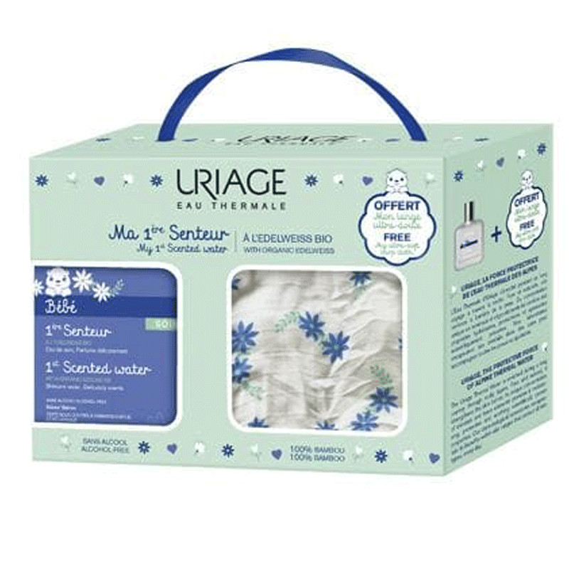 Coffret Bébé Uriage 1ère Senteur + Lange Bleu en Tunisie