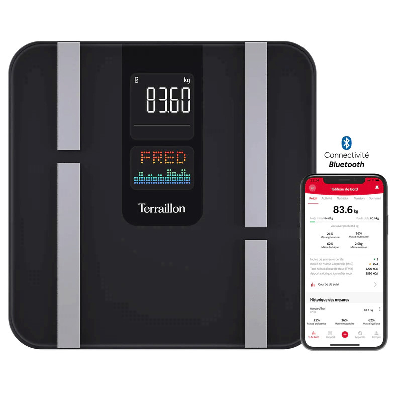 Pèse Personne Impédancemètre Terraillon Body Color Connect 180 Kg Noir en Tunisie