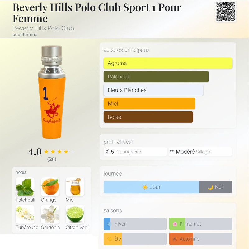 Sport 1 Beverly Hills Polo Club Eau de Parfum Femme 100Ml En Tunisie