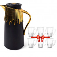 Thermos 1Litre En Plastique Noir & Doré en Tunisie