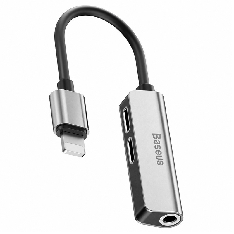 Adaptateur Audio Baseus L52 3En1 Pour IPhone Gris en Tunisie