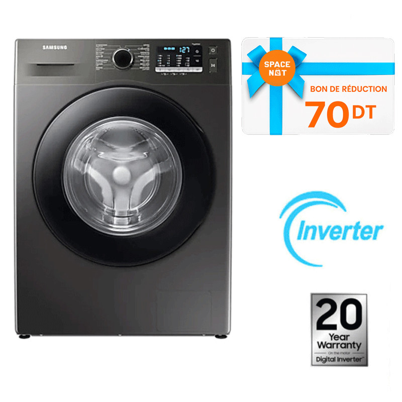 Lave Linge Frontale Samsung Eco Bubble 8Kg Inox WW80TA046AX