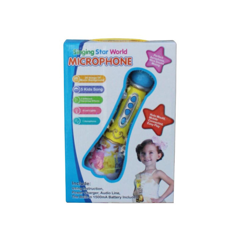 Microphone "SINGING STAR WORLD" Pour Fille LED 1500mA Microphone "SINGING STAR WORLD" Pour Fille LED 1500mA