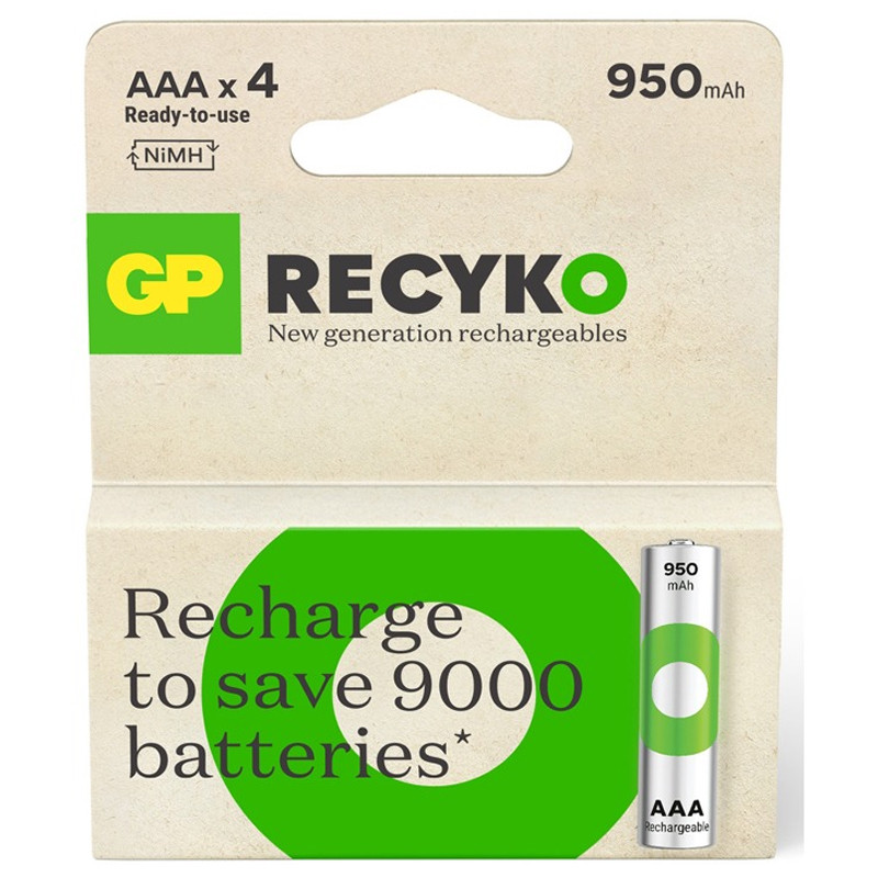 4 Piles rechargeables GP Recyko AAA 1.2V 950 mAh En Tunisie