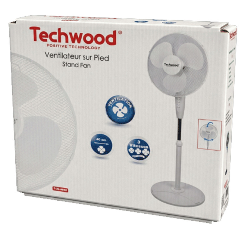 Ventilateur Sur Pied Techwood TVE-4040 40W Blanc en Tunisie