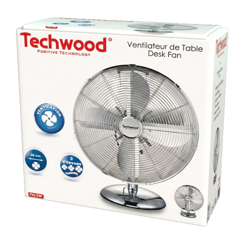 Ventilateur De Table Techwood TVI-339 45W Chrome en Tunisie