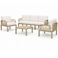 Salon De Jardin 5 Places Sofpince Portofino Taupe en Tunisie