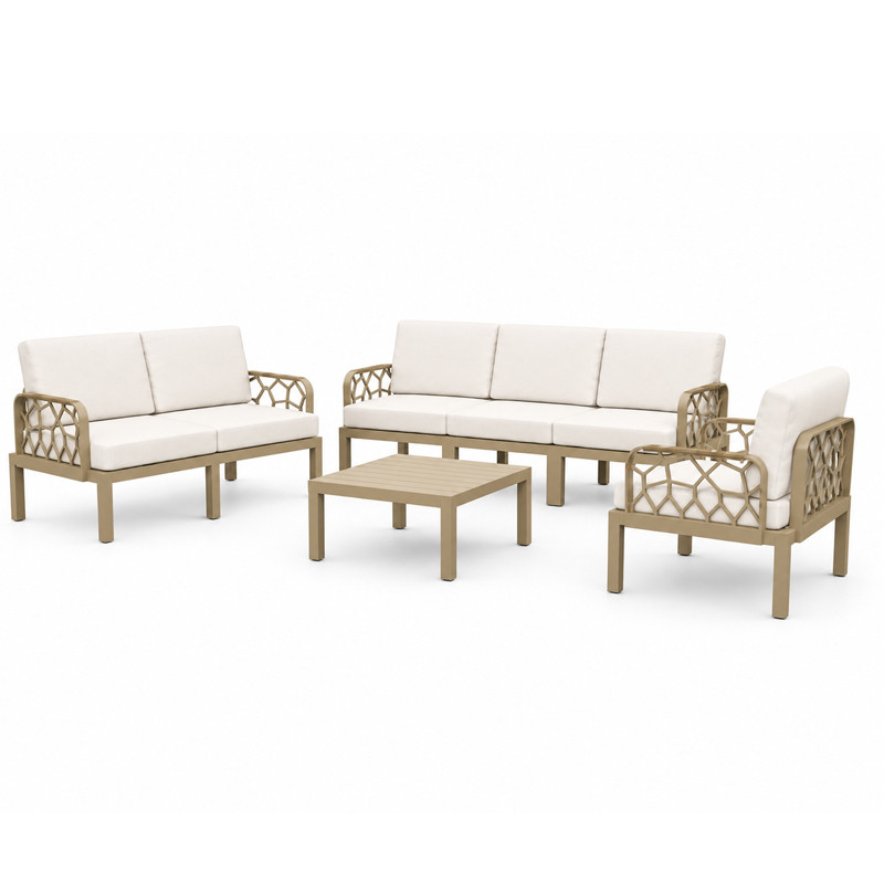 Salon De Jardin 6 Places Sofpince Portofino Taupe en Tunisie
