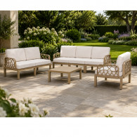 Salon De Jardin 6 Places Sofpince Portofino Taupe en Tunisie