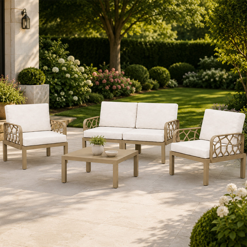 Salon De Jardin 4 Places Sofpince Portofino Blanc en Tunisie