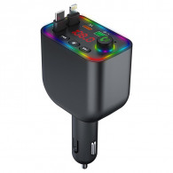 Chargeur Voiture Y4 Avec Câble Rétractable USB-C + Lightning Noir en Tunisie
