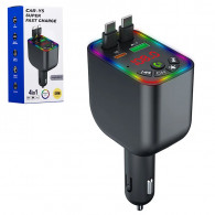 Chargeur Voiture Y4 Avec Câble Rétractable USB-C + Lightning Noir en Tunisie
