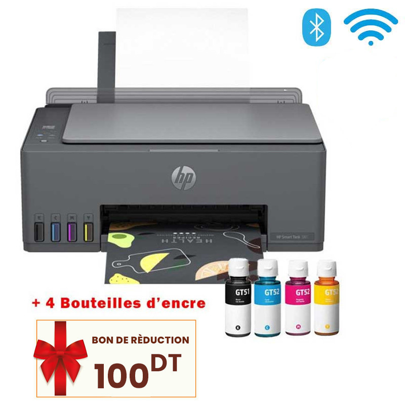 Imprimante à Réservoir Intégré 3En1 HP Smart Tank 581 Couleur Wi-Fi - Noir (4A8D4A) en Tunisie